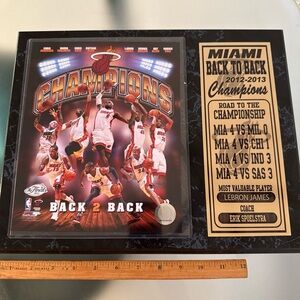 Dwyane Wade Lebron James Chris Bosh Miami Heat 12 NBA Champion 15”x12” Plaque